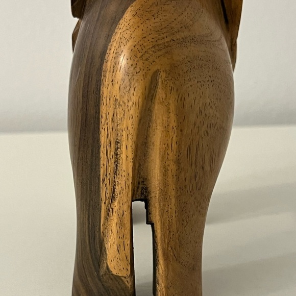 Vintage Hand Carved Wooden Elephant With Raised Trunk Good Luck Animal Figurine - Picture 4 of 10